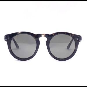 Pier Martino Sunglasses Black Marble Acetate & Leather Temples #8321-6 New HTF